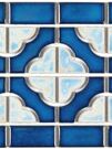 Мозаичный бордюр "Village Ornament Blue" глянцевая, сетка 15х30,6 см