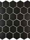 Мозаика "Hexagon" полуглянцевая чёрная (чип 51х59 мм), сетка 32,5х28,1 см