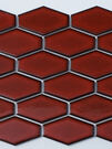 Мозаика "Hexa Retro" глянцевая красная (чип 60х95 мм), сетка 26,8х29,4 см