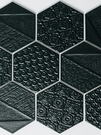 Мозаика "Hexa Ornament" матовая чёрная (чип 95х110 мм), сетка 25,6х29,55 см